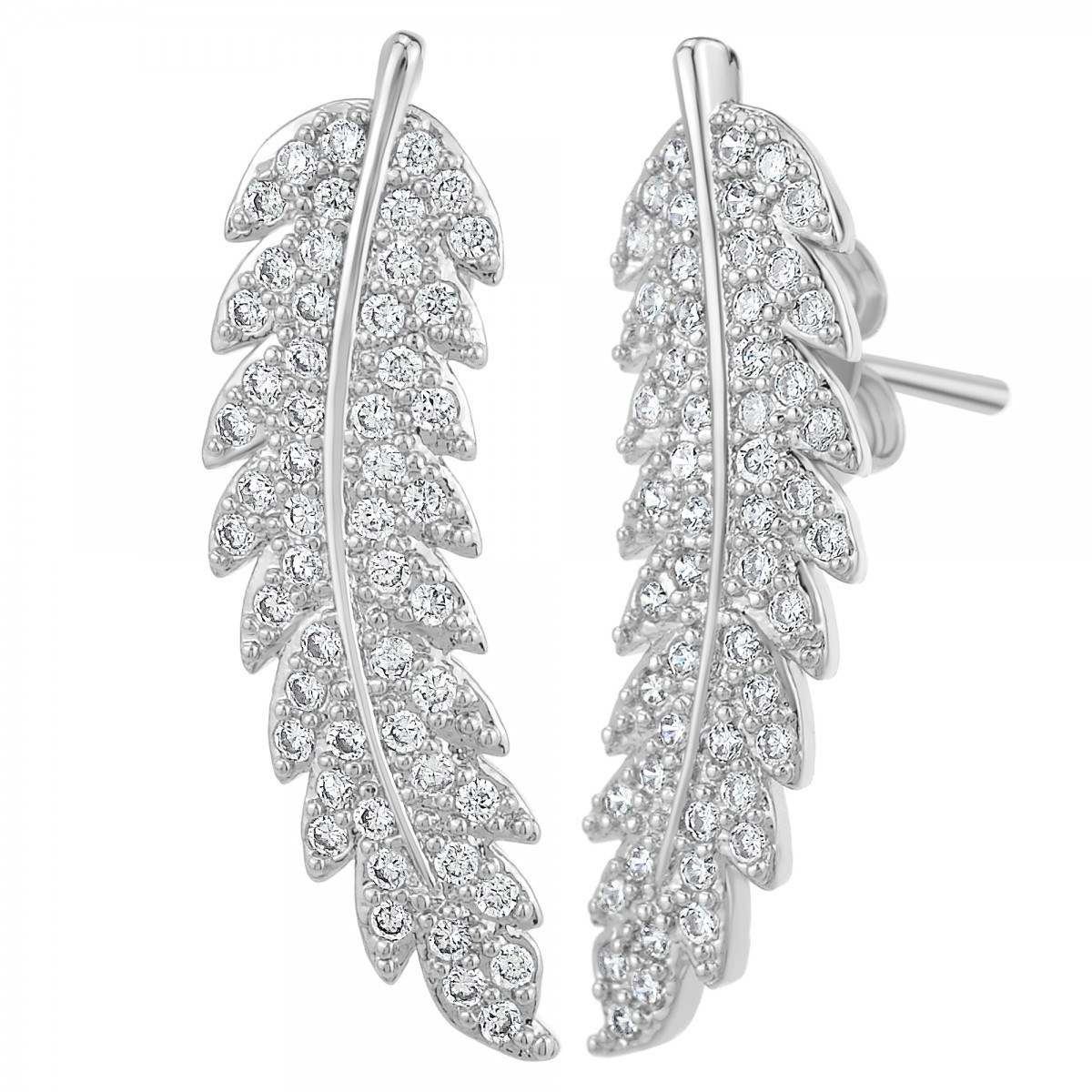 Boucles d'oreilles plumes SC Crystal ornées de Cristaux scintillants