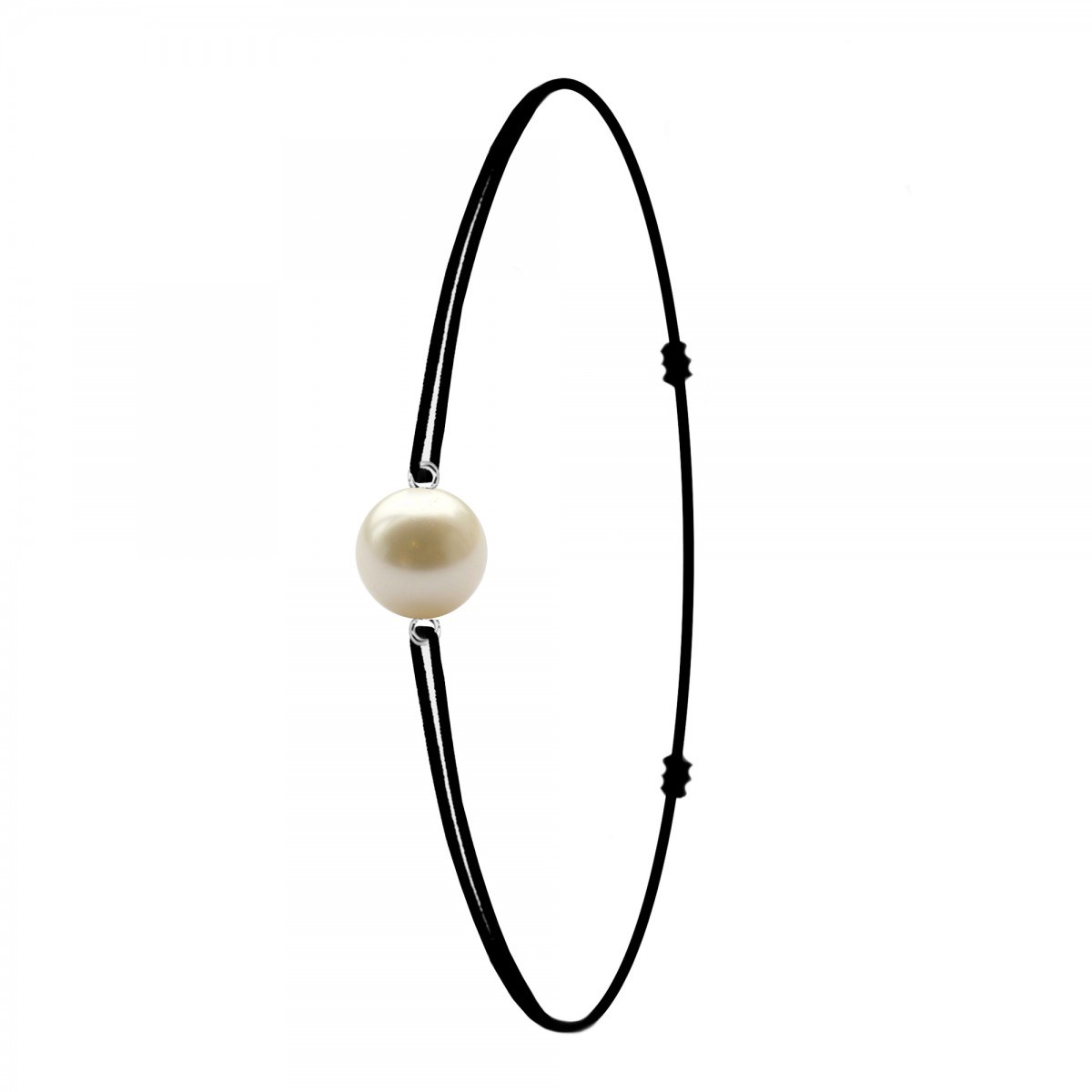 Bracelet élastique noir SC Crystal orné d'une perle