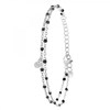Bracelet double tour orné d'un véritable diamant et de perles en résine noires SC Crystal blanc - vue V1