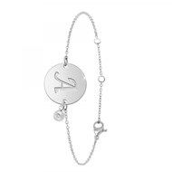 Bracelet lettre A en acier inoxydable SC Crystal orné d'un véritable diamant blanc