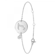 Bracelet lettre L en acier inoxydable SC Crystal orné d'un véritable diamant blanc