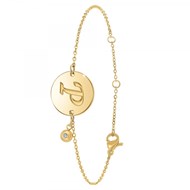 Bracelet lettre P en acier inoxydable par SC Bohème orné d'un véritable diamant blanc