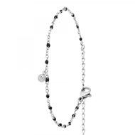 Bracelet SC Crystal orné d'un véritable diamant blanc et de perles en résine noires