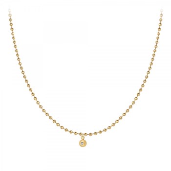 Chaine maille boule par SC Bohème ornée d'un véritable diamant blanc