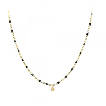 Collier par SC Bohème orné d'un véritable diamant blanc et de perles en résine noires