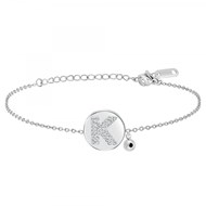 Bracelet alphabet lettre K SC Crystal orné d'un véritable diamant noir