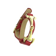 Bracelet métal et cuir véritable rouge