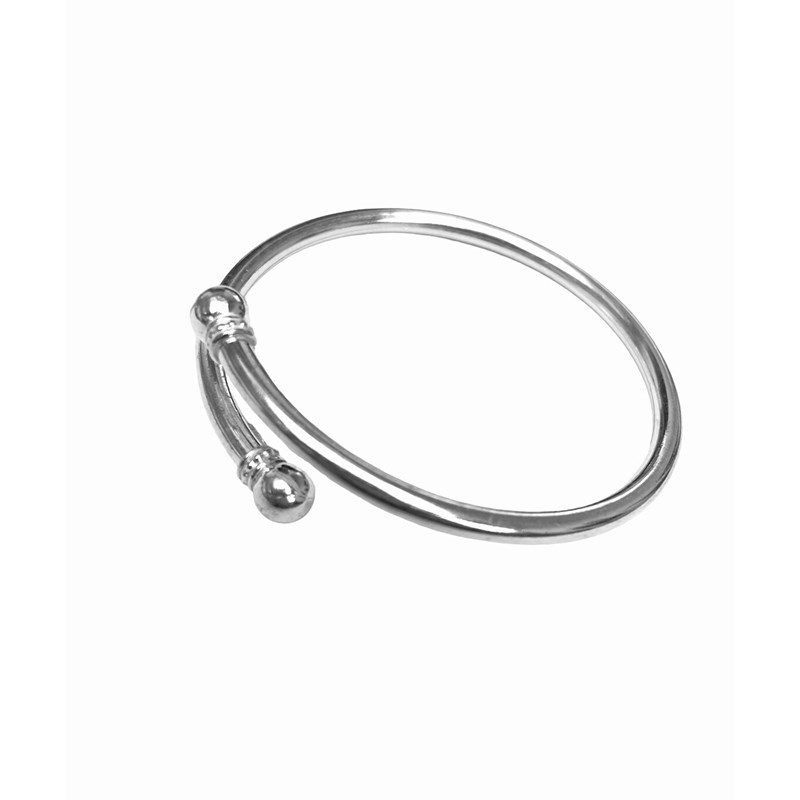 Bracelet argent jonc rigide arrondi ouvert - vue 4