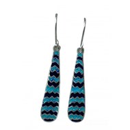 Boucles d'oreilles longues argent et émail
