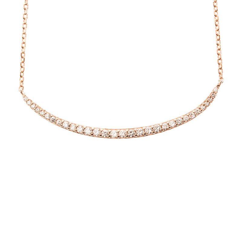 Collier Argent Courbe Sertie Rose