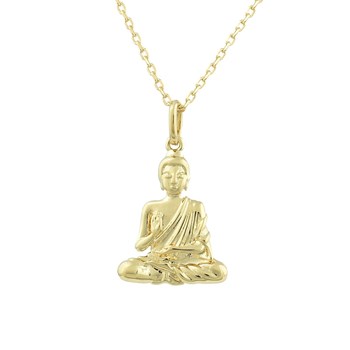 Collier Bouddha Symbole de paix et de bonheur Plaqué OR 750 3 microns