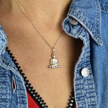 Collier Bouddha Symbole de paix et de bonheur Plaqué OR 750 3 microns