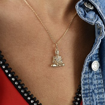 Collier Bouddha Symbole de paix et de bonheur Plaqué OR 750 3 microns