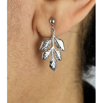 Boucles d'oreilles feuille Pendante élégance naturelle et raffinée Argent 925 Rhodié