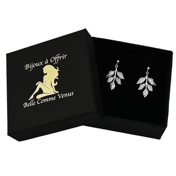Boucles d'oreilles feuille Pendante élégance naturelle et raffinée Argent 925 Rhodié