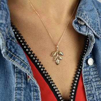 Natuurlijke elegantie en verfijning Verguld 750 3 micron hanger blad ketting