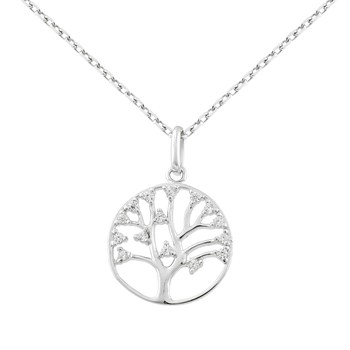 Levensboom ketting, zirkoniumoxide, zilver 925, gerhodineerd