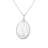 Collier Vierge Marie médaille ovale de nacre Symbole de foi et de protection Argent 925 Rhodié