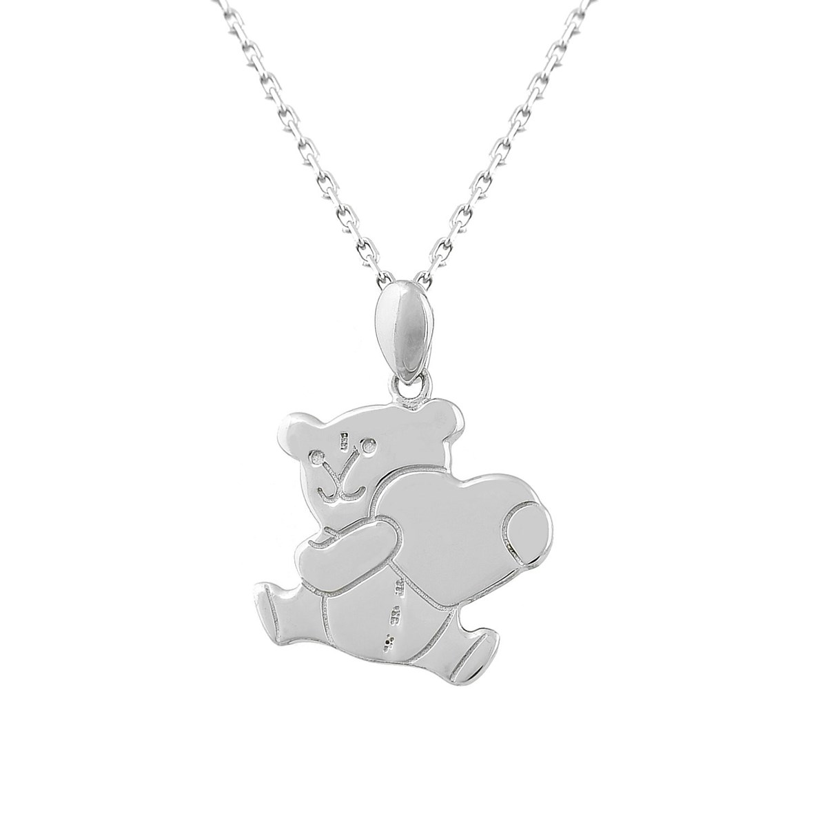 Collier nounours porte coeur d'amour Argent 925 Rhodié