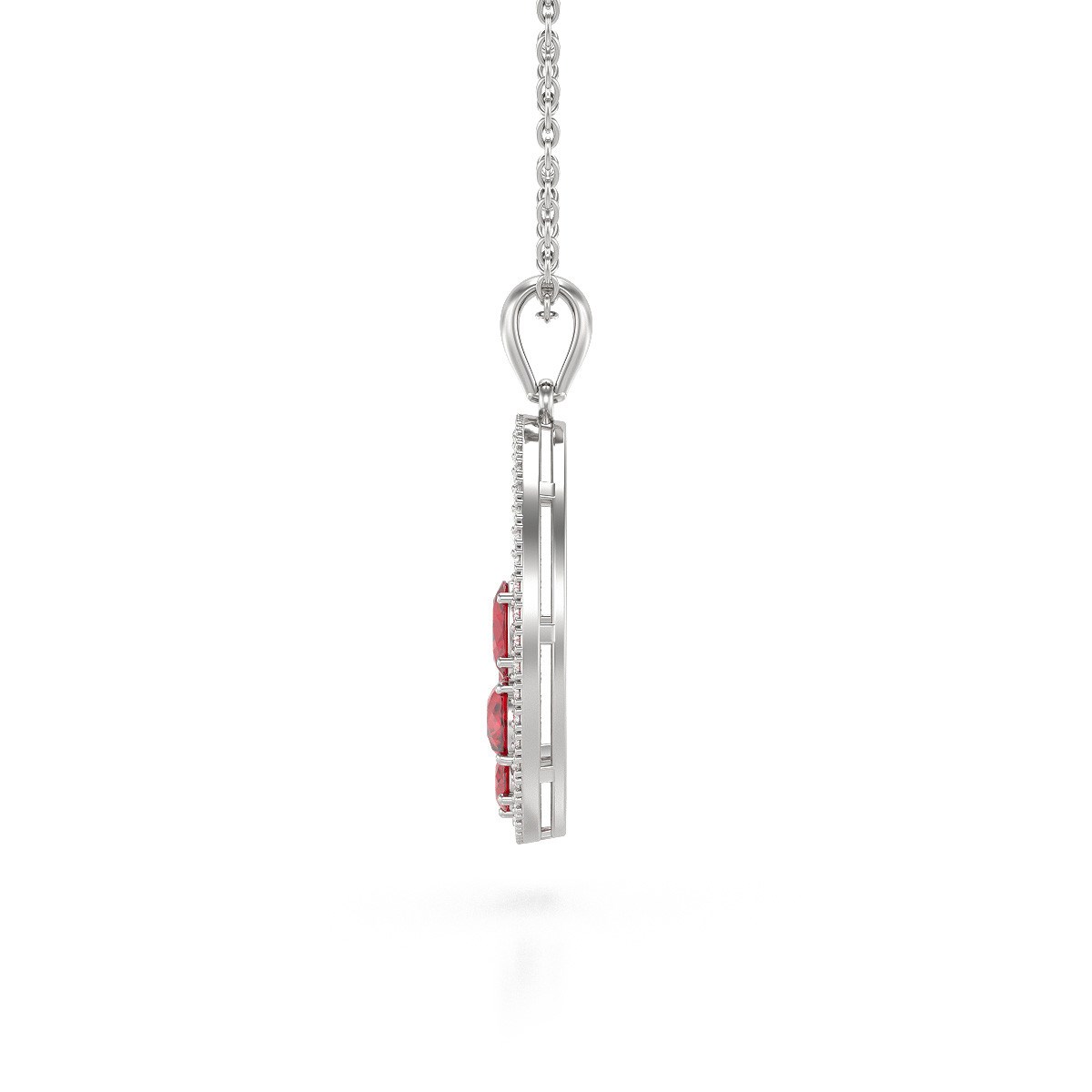 Pendentif Or Blanc 750 & Rubis | Diamants & Chaine Inclus - Aden - vue 3
