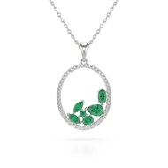 Pendentif Or Blanc 750 & Emeraude | Diamants & Chaine Incluse - Aden