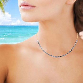 Ketting natuurstenen Sodalieten Verguld 750 3 micron