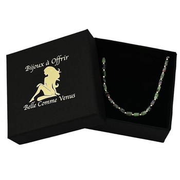 Necklace natural stones Ruby Zoïsites Gold plated 750 3 microns