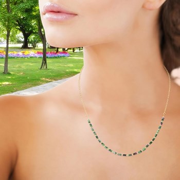 Necklace natural stones Ruby Zoïsites Gold plated 750 3 microns