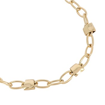 Ketting van verguld staal met grote ringen en drie gladde hangers