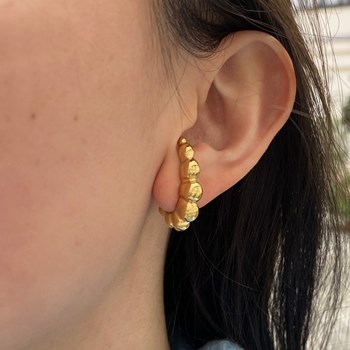 Gold-plated steel earrings with bubble crescent lobe cuff effect