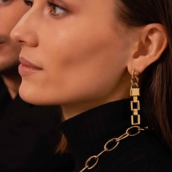 Gold-plated steel earrings with different mesh sizes