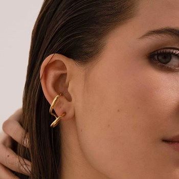 Boucles d'oreilles en acier doré effet manchette de lobe lisse