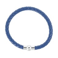 Bracelet acier avec cuir bleu