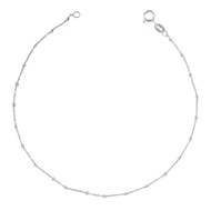 Chaîne argent rhodié forçat ronde avec boule alternée 40cm 2.50grs