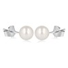 Boucles d'oreilles argent avec perle d'imitation de Majorque blanche 6MM 0.40grs - vue V1