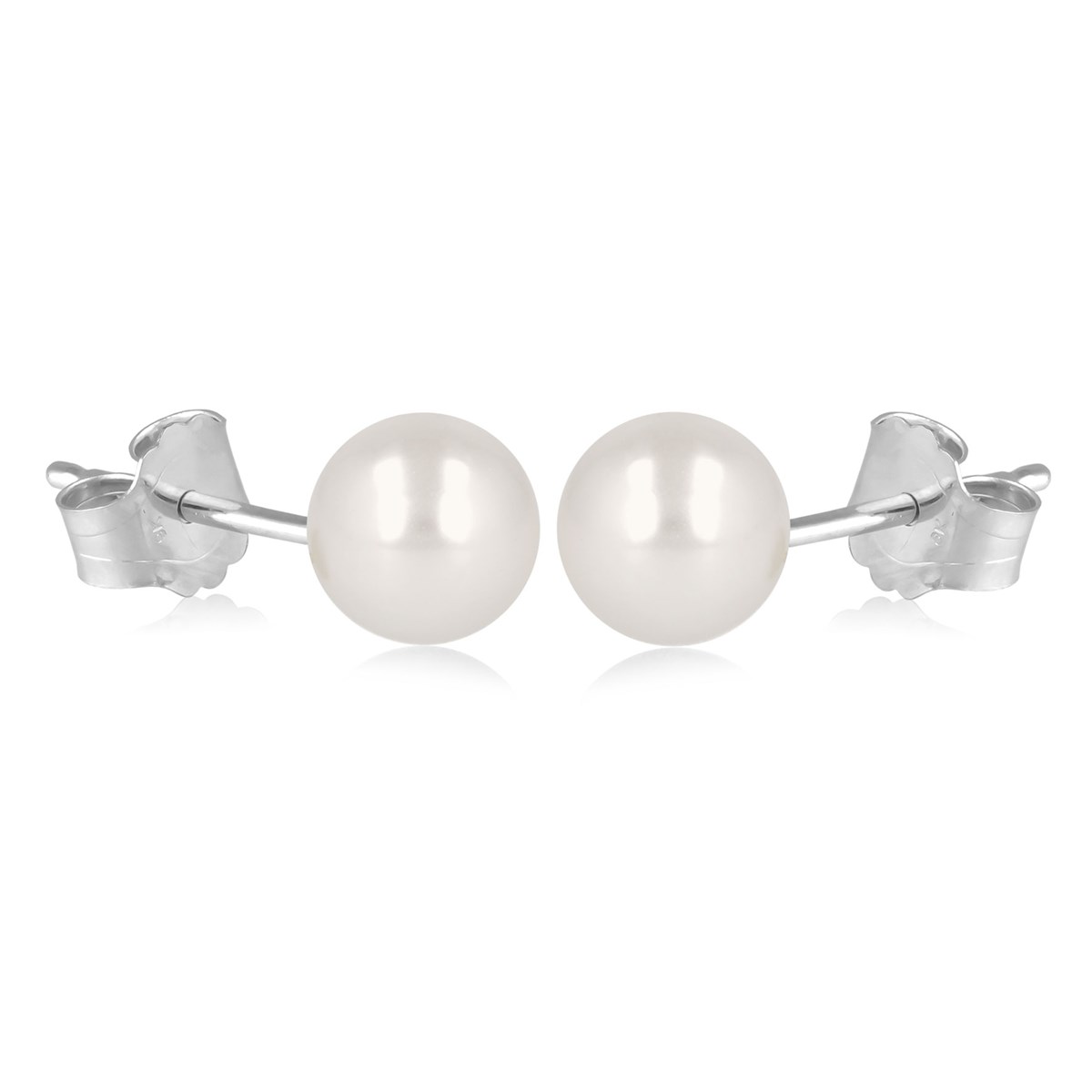 Boucles d'oreilles argent avec perle d'imitation de Majorque blanche 6MM 0.40grs