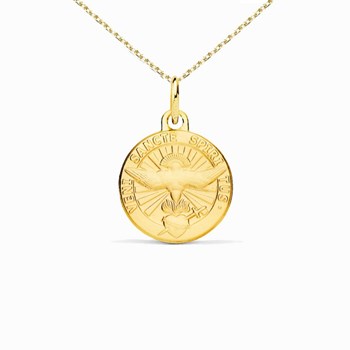 Collier - Médaille Saint Esprit Or Jaune - Chaîne Dorée - Gravure Offerte