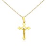 Collier - Médaille Or 18 Carats 750/000 Jaune - Christ sur la Croix - Chaine Dorée - vue V1