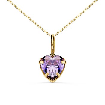 Necklace - Pendant 18 Carat Yellow Gold 750/000 - Zirconium Amethyst - Gold Chain