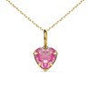 Collier - Pendentif Or Jaune 18 Carats 750/000 - Zirconium Rose - Chaine Dorée - vue V1