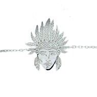 Bracelet à breloque tête d'indien en argent rhodié - 18cm