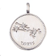 Pendentif médaille constellation du taureau zodiaque en argent + chaine