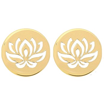 Boucles d'oreilles femme enfant médaille fleur de lotus en plaqué or