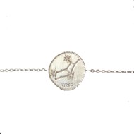 Bracelet médaille constellation de la vierge zodiaque en argent 925°/00 - 18cm