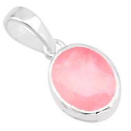 Petit pendentif ovale en quartz rose et argent + chaine 1cm gxi247