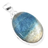 Pendentif en argent ovale en quartz bleu à dumortiérite + chaine 2,5cm gxi242