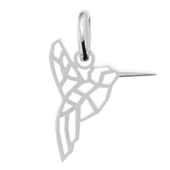 Pendentif totem origami colibri des iles oiseau en argent 925°/00 + chaine