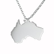 Pendentif carte de l'Australie en acier argenté + chaine 2,8cm de long