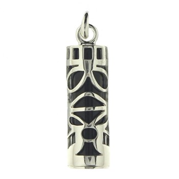 Pendentif Tiki Polynésien couleur noire en argent 925°/00 + chaîne 3cm symbole sagesse