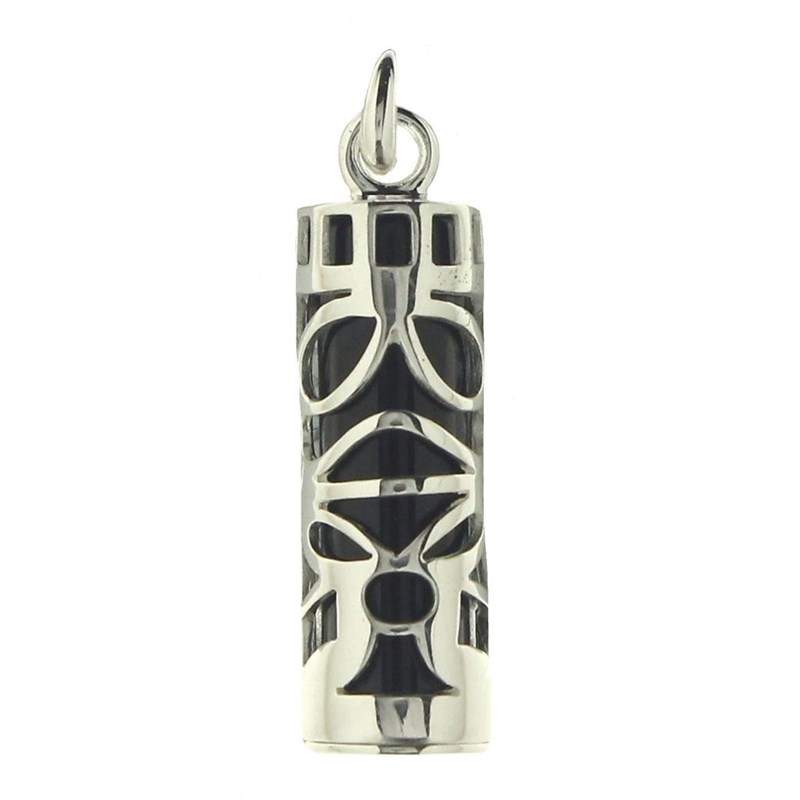 Lot Pendentif Tiki Argent 925 Et Onyx Synthétique + Chaîne 50cm Argent 925